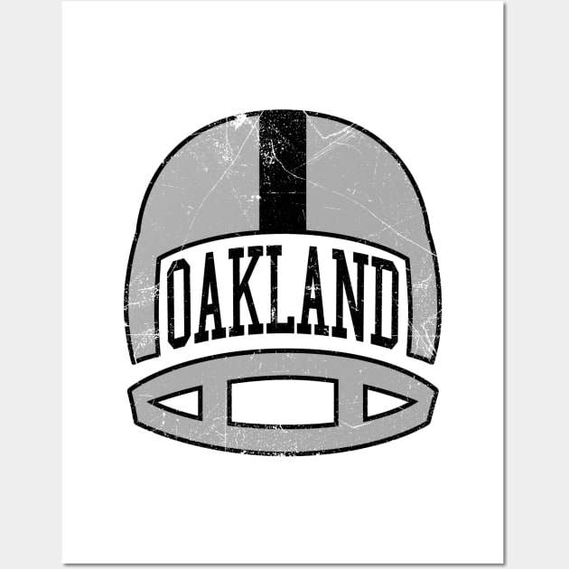 Oakland Retro Helmet - White Wall Art by KFig21